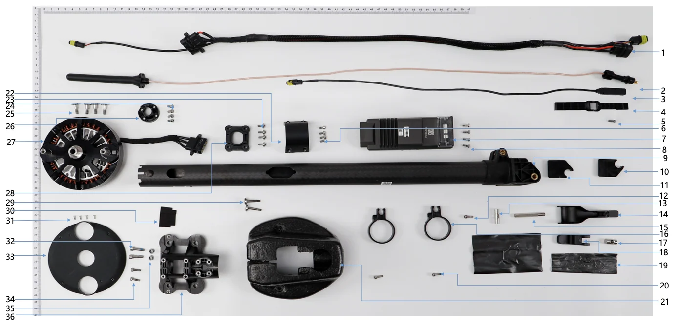 Diagrama de partes M1 Aircraft Arm DJI Agras T10