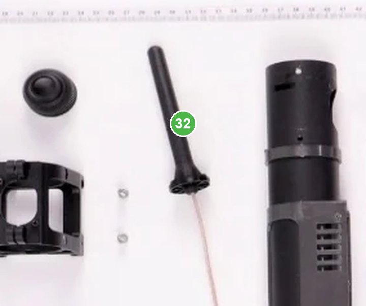 Antena SDR T40 señalada con el número 32 en el diagrama de despiece del DJI Agras T20P