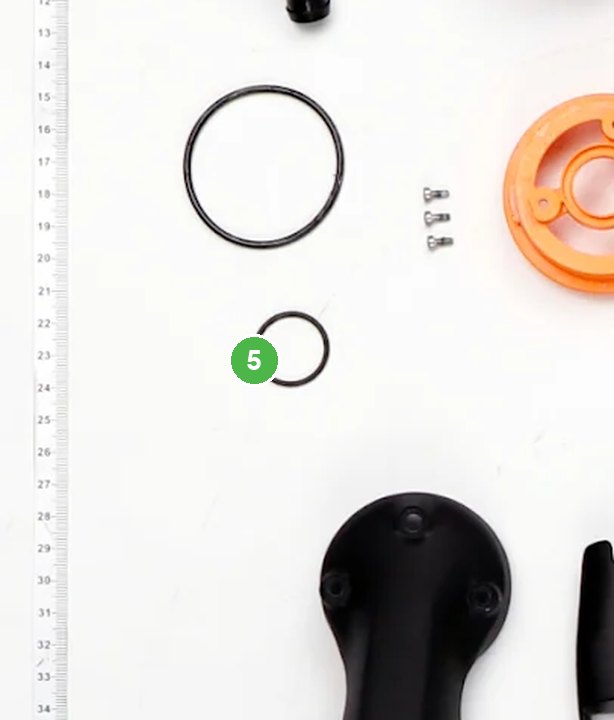 Anillo de Sellado Interior del Rociador (Diámetro Exterior = 23,6 mm) señalada con el número 5 en el diagrama de despiece del DJI Agras T100