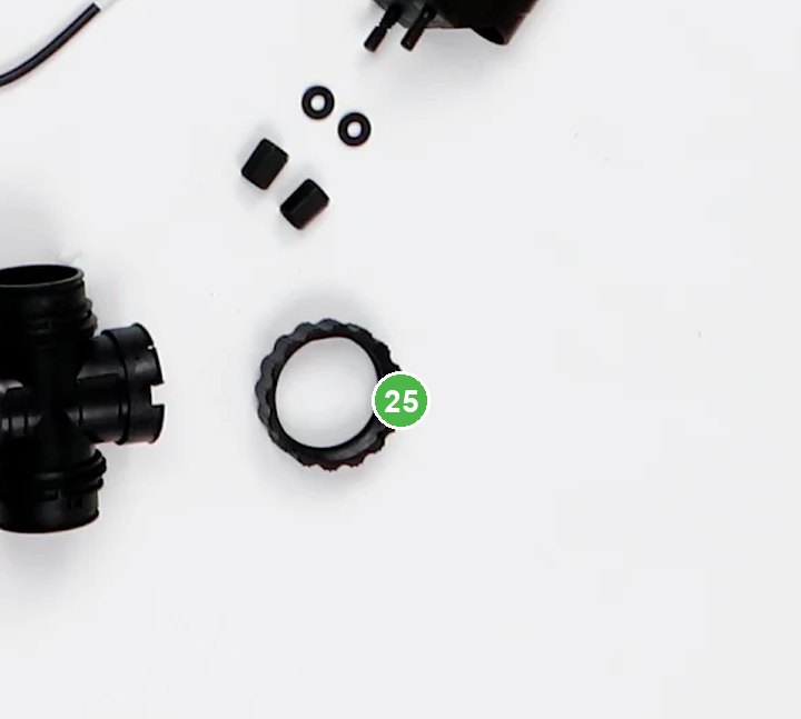 Tapa Giratoria de Salida de Agua señalada con el número 25 en el diagrama de despiece del DJI Agras T100