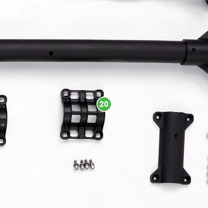 Pieza de Montaje Tipo C para Tanque de Pulverización señalada con el número 20 en el diagrama de despiece del DJI Agras T100