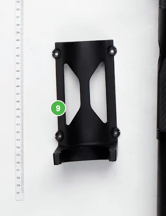 Pieza de Fijación de la Base ESC del Brazo de la Aeronave señalada con el número 9 en el diagrama de despiece del DJI Agras T100